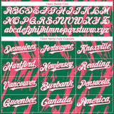 Custom Kelly Green White-Neon Pink 3D Pattern Design Splatter Torn Sharp Brush Stroke Authentic Baseball Jersey