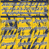 Custom Yellow Navy-White 3D Pattern Design Splatter Torn Sharp Brush Stroke Authentic Baseball Jersey
