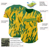 Custom Yellow Kelly Green-White 3D Pattern Design Splatter Torn Sharp Brush Stroke Authentic Baseball Jersey