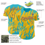 Custom Yellow Purple-Lakes Blue 3D Pattern Design Splatter Torn Sharp Brush Stroke Authentic Baseball Jersey