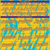 Custom Yellow Purple-Lakes Blue 3D Pattern Design Splatter Torn Sharp Brush Stroke Authentic Baseball Jersey