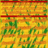 Custom Yellow Red-Grass Green 3D Pattern Design Splatter Torn Sharp Brush Stroke Authentic Baseball Jersey