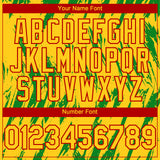 Custom Yellow Red-Grass Green 3D Pattern Design Splatter Torn Sharp Brush Stroke Authentic Baseball Jersey