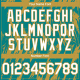 Custom Teal White-Old Gold 3D Pattern Design Splatter Torn Sharp Brush Stroke Authentic Baseball Jersey