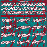Custom Teal White-Crimson 3D Pattern Design Splatter Torn Sharp Brush Stroke Authentic Baseball Jersey