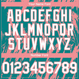 Custom Teal White-Medium Pink 3D Pattern Design Splatter Torn Sharp Brush Stroke Authentic Baseball Jersey