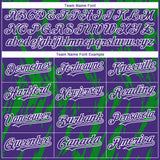 Custom Purple White-Grass Green 3D Pattern Design Splatter Torn Sharp Brush Stroke Authentic Baseball Jersey