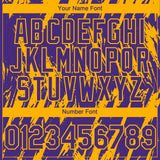Custom Purple Gold 3D Pattern Design Splatter Torn Sharp Brush Stroke Authentic Baseball Jersey