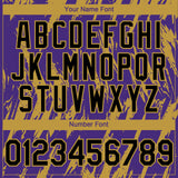Custom Purple Old Gold 3D Pattern Design Splatter Torn Sharp Brush Stroke Authentic Baseball Jersey