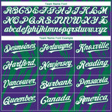 Custom Purple White-Kelly Green 3D Pattern Design Splatter Torn Sharp Brush Stroke Authentic Baseball Jersey