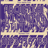Custom Purple Cream 3D Pattern Design Splatter Torn Sharp Brush Stroke Authentic Baseball Jersey