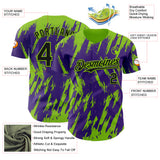 Custom Purple Neon Green 3D Pattern Design Splatter Torn Sharp Brush Stroke Authentic Baseball Jersey
