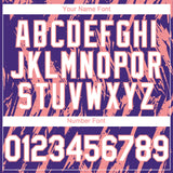 Custom Purple White-Medium Pink 3D Pattern Design Splatter Torn Sharp Brush Stroke Authentic Baseball Jersey