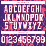 Custom Purple White-Neon Pink 3D Pattern Design Splatter Torn Sharp Brush Stroke Authentic Baseball Jersey