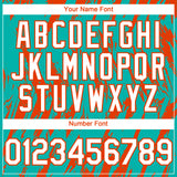 Custom Aqua White-Orange 3D Pattern Design Splatter Torn Sharp Brush Stroke Authentic Baseball Jersey