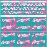 Custom Aqua White-Pink 3D Pattern Design Splatter Torn Sharp Brush Stroke Authentic Baseball Jersey
