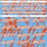 Custom Sky Blue White-Orange 3D Pattern Design Splatter Torn Sharp Brush Stroke Authentic Baseball Jersey