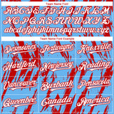 Custom Sky Blue White-Red 3D Pattern Design Splatter Torn Sharp Brush Stroke Authentic Baseball Jersey