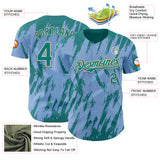 Custom Light Blue Teal-Cream 3D Pattern Design Splatter Torn Sharp Brush Stroke Authentic Baseball Jersey