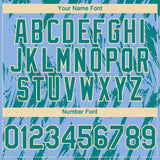 Custom Light Blue Teal-Cream 3D Pattern Design Splatter Torn Sharp Brush Stroke Authentic Baseball Jersey