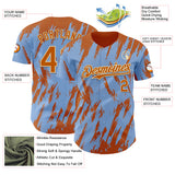 Custom Light Blue Bay Orange-Cream 3D Pattern Design Splatter Torn Sharp Brush Stroke Authentic Baseball Jersey