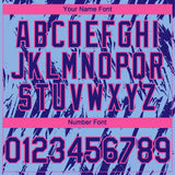 Custom Light Blue Dark Purple-Pink 3D Pattern Design Splatter Torn Sharp Brush Stroke Authentic Baseball Jersey