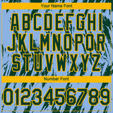 Custom Light Blue Green-Gold 3D Pattern Design Splatter Torn Sharp Brush Stroke Authentic Baseball Jersey