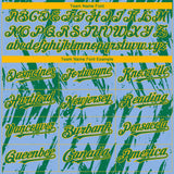 Custom Light Blue Kelly Green-Gold 3D Pattern Design Splatter Torn Sharp Brush Stroke Authentic Baseball Jersey