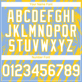 Custom Light Blue White-Yellow 3D Pattern Design Splatter Torn Sharp Brush Stroke Authentic Baseball Jersey