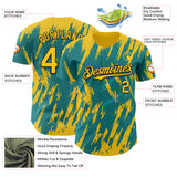 Custom Teal Yellow-Black 3D Pattern Design Splatter Torn Sharp Brush Stroke Authentic Baseball Jersey