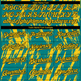Custom Teal Yellow-Black 3D Pattern Design Splatter Torn Sharp Brush Stroke Authentic Baseball Jersey