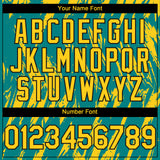 Custom Teal Yellow-Black 3D Pattern Design Splatter Torn Sharp Brush Stroke Authentic Baseball Jersey