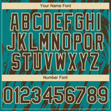 Custom Teal Brown-Cream 3D Pattern Design Splatter Torn Sharp Brush Stroke Authentic Baseball Jersey