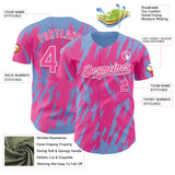 Custom Pink White-Light Blue 3D Pattern Design Splatter Torn Sharp Brush Stroke Authentic Baseball Jersey