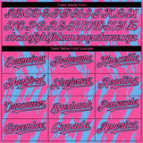 Custom Pink Black-Sky Blue 3D Pattern Design Splatter Torn Sharp Brush Stroke Authentic Baseball Jersey