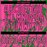 Custom Pink Black-Grass Green 3D Pattern Design Splatter Torn Sharp Brush Stroke Authentic Baseball Jersey