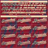 Custom Crimson Vintage USA Flag Cream-Navy 3D Pattern Design Splatter Torn Sharp Brush Stroke Authentic Baseball Jersey