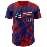 Custom Royal Vintage USA Flag Black-Red 3D Pattern Design Splatter Torn Sharp Brush Stroke Authentic Baseball Jersey