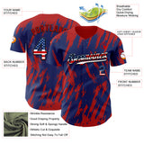 Custom Royal Vintage USA Flag Black-Red 3D Pattern Design Splatter Torn Sharp Brush Stroke Authentic Baseball Jersey