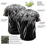 Custom Black White Distressed Scratch Brush Stroke Authentic Baseball Jersey