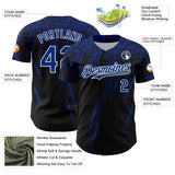 Custom Black Royal-White Distressed Scratch Brush Stroke Authentic Baseball Jersey