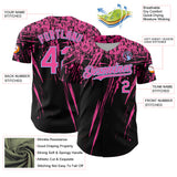 Custom Black Pink-Light Blue Distressed Scratch Brush Stroke Authentic Baseball Jersey
