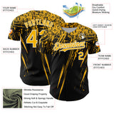 Custom Black Gold-White Distressed Scratch Brush Stroke Authentic Baseball Jersey