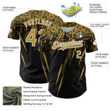 Custom Black Old Gold-White Distressed Scratch Brush Stroke Authentic Baseball Jersey
