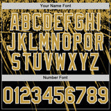 Custom Black Old Gold-White Distressed Scratch Brush Stroke Authentic Baseball Jersey