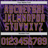 Custom Black Purple-Yellow Distressed Scratch Brush Stroke Authentic Baseball Jersey