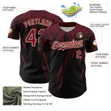 Custom Black Crimson-Cream Distressed Scratch Brush Stroke Authentic Baseball Jersey
