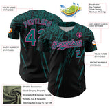 Custom Black Teal-Pink Distressed Scratch Brush Stroke Authentic Baseball Jersey