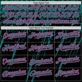 Custom Black Teal-Pink Distressed Scratch Brush Stroke Authentic Baseball Jersey