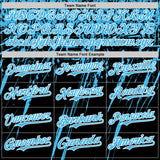 Custom Black Sky Blue-White Distressed Scratch Brush Stroke Authentic Baseball Jersey